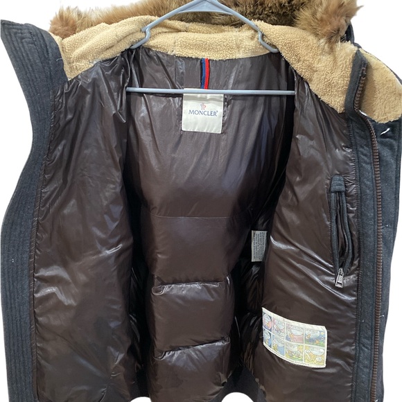 Moncler Moncler Gray wool and brown corduroy fur down. - Picture 6 of 16